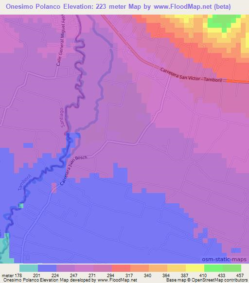 Onesimo Polanco,Dominican Republic Elevation Map