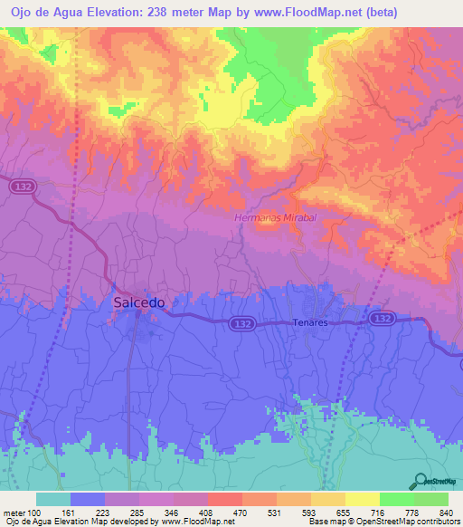 Ojo de Agua,Dominican Republic Elevation Map