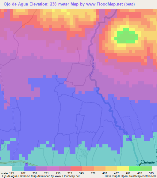 Ojo de Agua,Dominican Republic Elevation Map