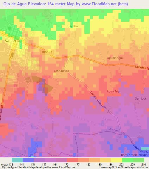 Ojo de Agua,Dominican Republic Elevation Map