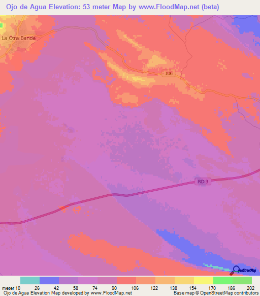 Ojo de Agua,Dominican Republic Elevation Map