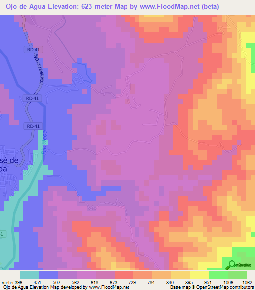 Ojo de Agua,Dominican Republic Elevation Map