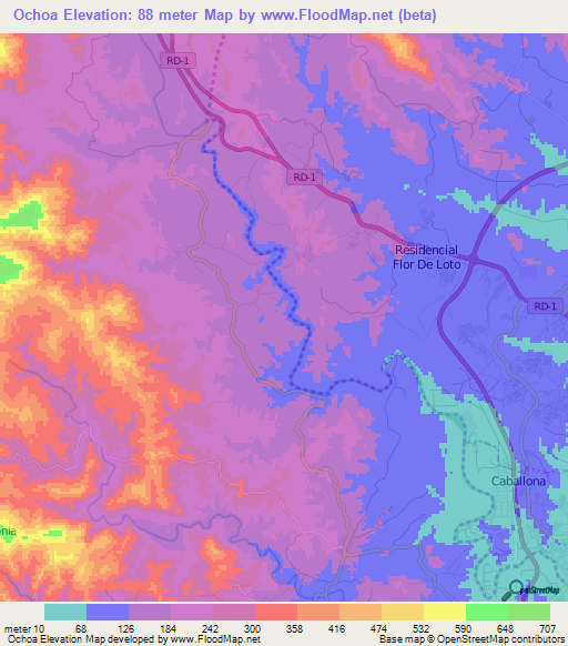 Ochoa,Dominican Republic Elevation Map