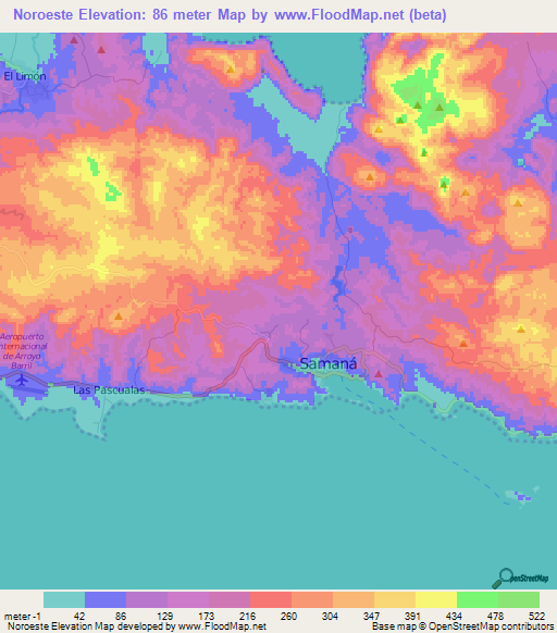 Noroeste,Dominican Republic Elevation Map