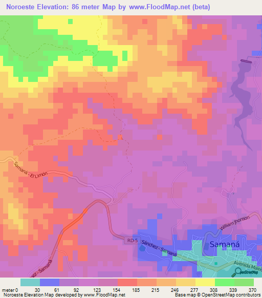 Noroeste,Dominican Republic Elevation Map