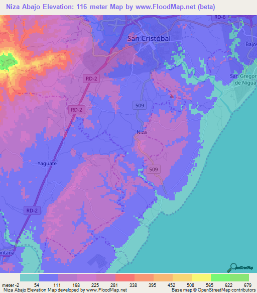 Niza Abajo,Dominican Republic Elevation Map