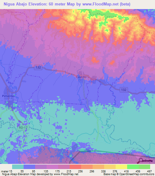 Nigua Abajo,Dominican Republic Elevation Map