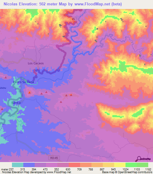 Nicolas,Dominican Republic Elevation Map