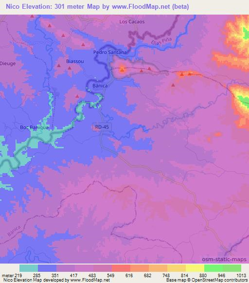 Nico,Dominican Republic Elevation Map