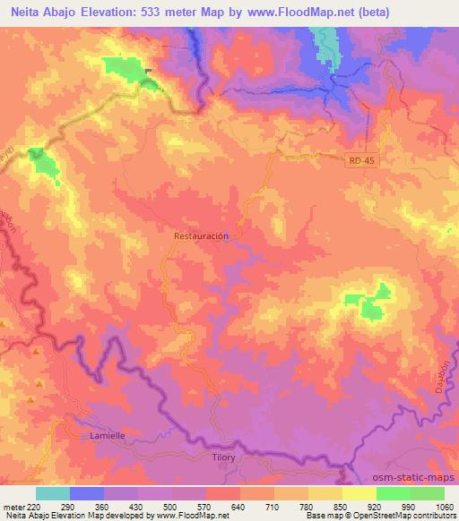 Neita Abajo,Dominican Republic Elevation Map