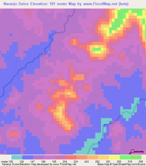 Naranjo Dulce,Dominican Republic Elevation Map