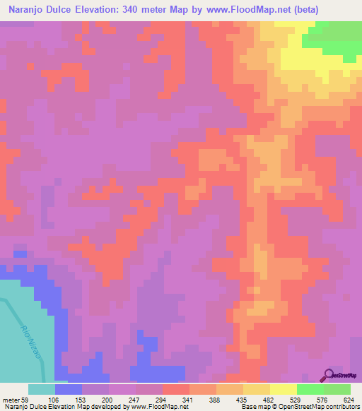 Naranjo Dulce,Dominican Republic Elevation Map