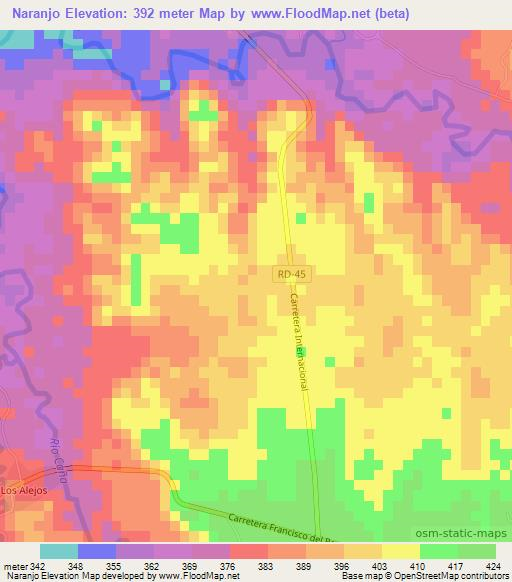 Naranjo,Dominican Republic Elevation Map