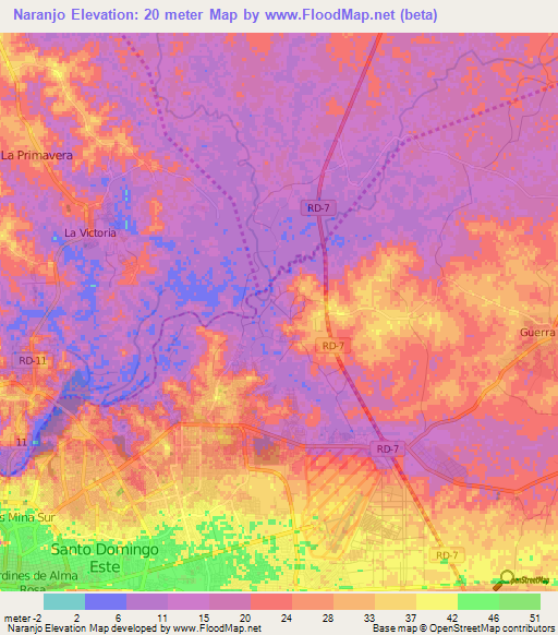 Naranjo,Dominican Republic Elevation Map