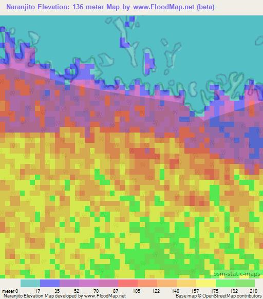 Naranjito,Dominican Republic Elevation Map