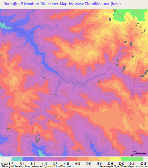 Naranjito,Dominican Republic Elevation Map