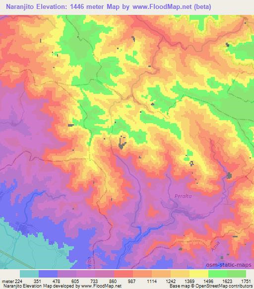 Naranjito,Dominican Republic Elevation Map