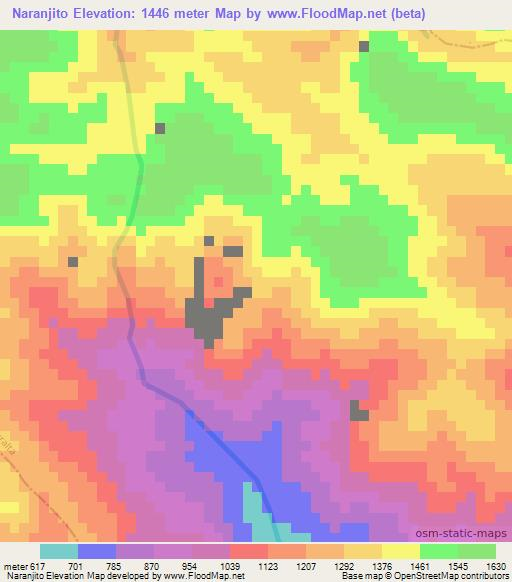 Naranjito,Dominican Republic Elevation Map