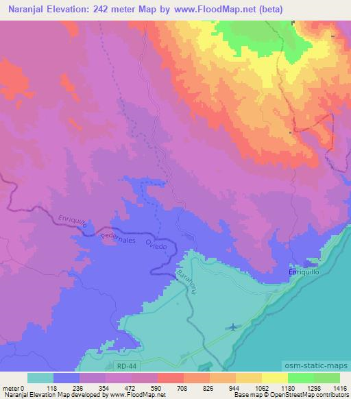 Naranjal,Dominican Republic Elevation Map