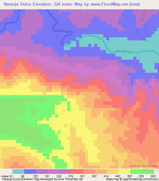 Naranja Dulce,Dominican Republic Elevation Map