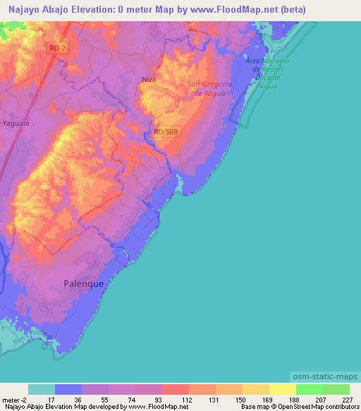 Najayo Abajo,Dominican Republic Elevation Map