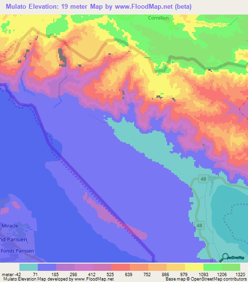 Mulato,Dominican Republic Elevation Map