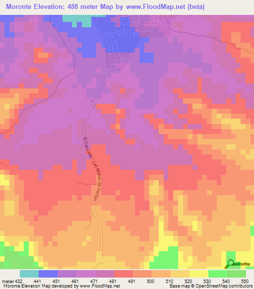 Moronte,Dominican Republic Elevation Map