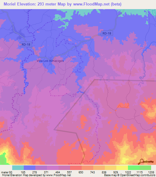 Moriel,Dominican Republic Elevation Map