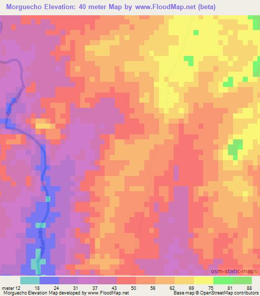 Morguecho,Dominican Republic Elevation Map