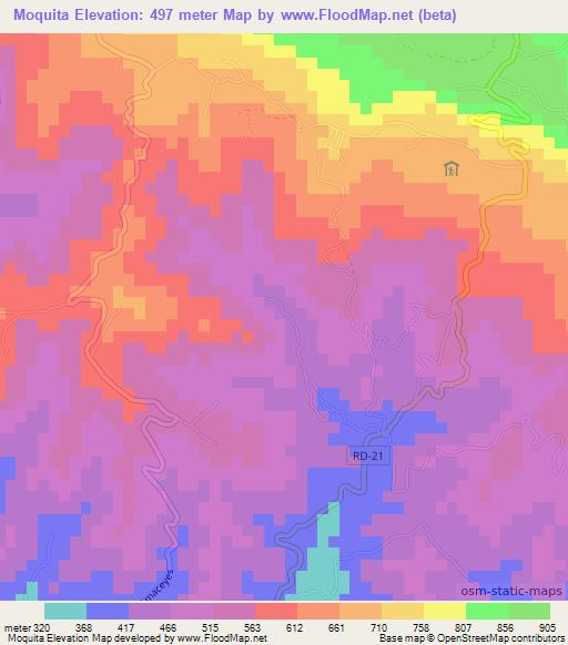 Moquita,Dominican Republic Elevation Map