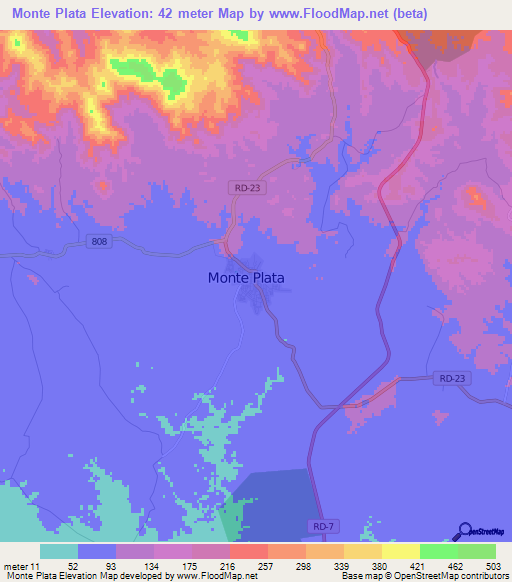 Monte Plata,Dominican Republic Elevation Map