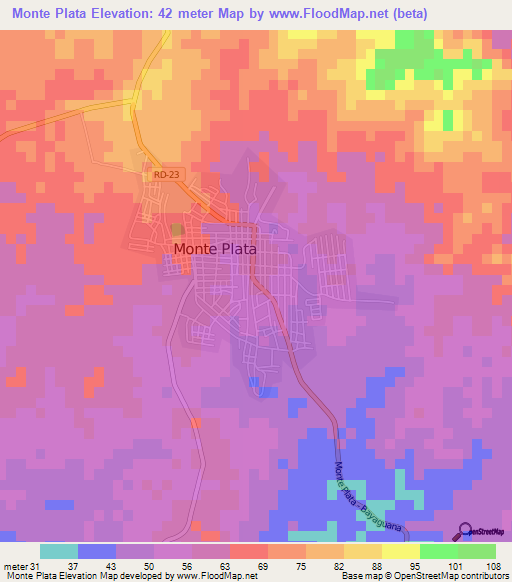 Monte Plata,Dominican Republic Elevation Map