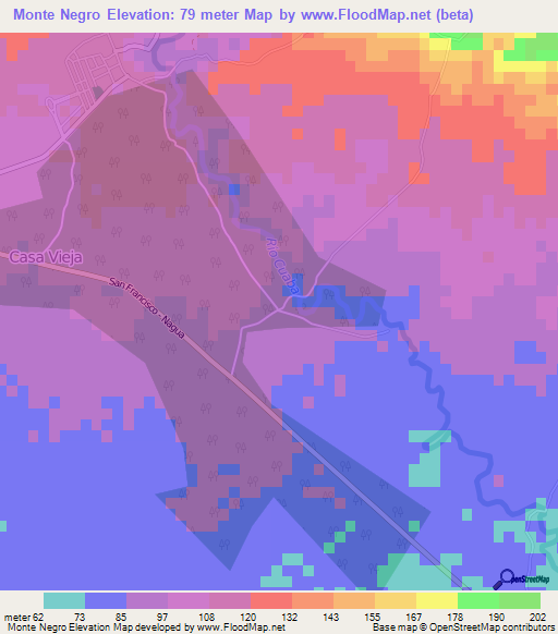 Monte Negro,Dominican Republic Elevation Map