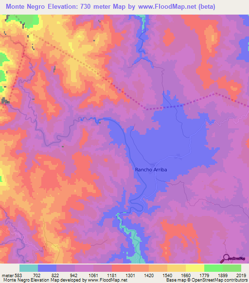 Monte Negro,Dominican Republic Elevation Map