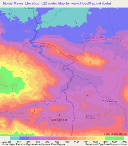 Monte Mayor,Dominican Republic Elevation Map