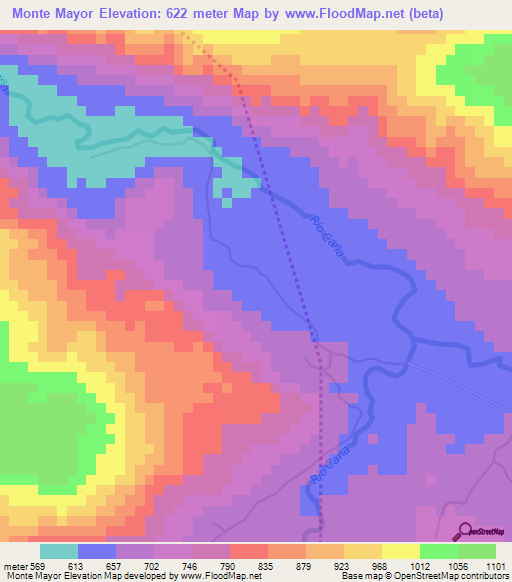 Monte Mayor,Dominican Republic Elevation Map