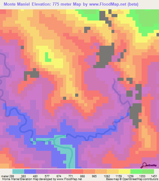 Monte Maniel,Dominican Republic Elevation Map