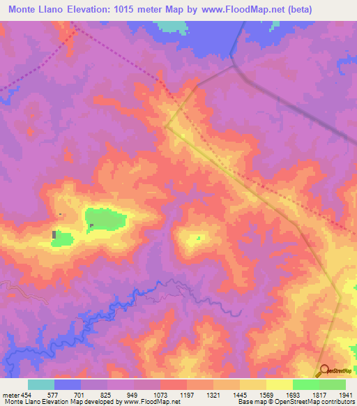 Monte Llano,Dominican Republic Elevation Map