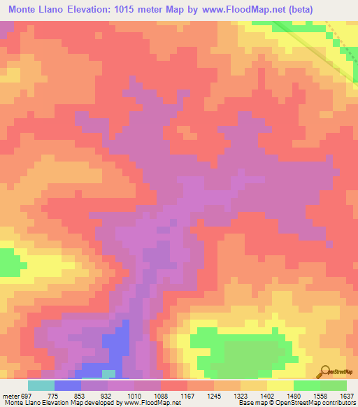 Monte Llano,Dominican Republic Elevation Map