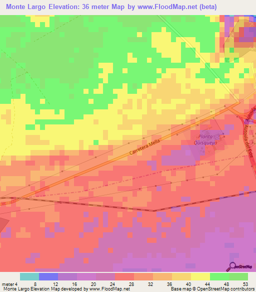 Monte Largo,Dominican Republic Elevation Map