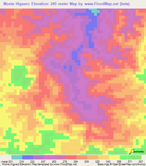 Monte Higuero,Dominican Republic Elevation Map