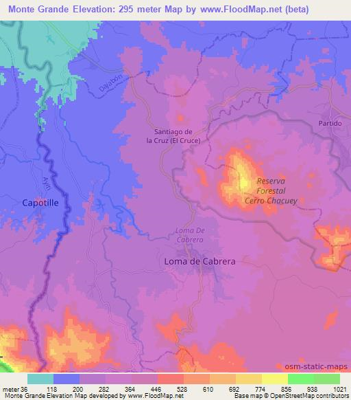 Monte Grande,Dominican Republic Elevation Map