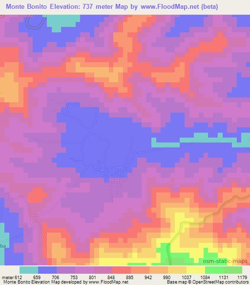 Monte Bonito,Dominican Republic Elevation Map