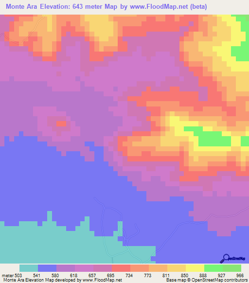 Monte Ara,Dominican Republic Elevation Map