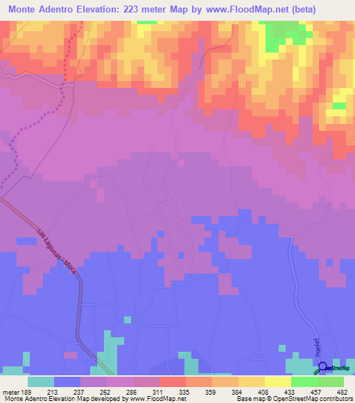 Monte Adentro,Dominican Republic Elevation Map