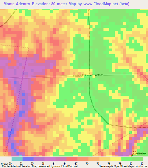 Monte Adentro,Dominican Republic Elevation Map