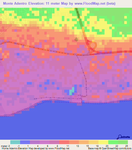 Monte Adentro,Dominican Republic Elevation Map