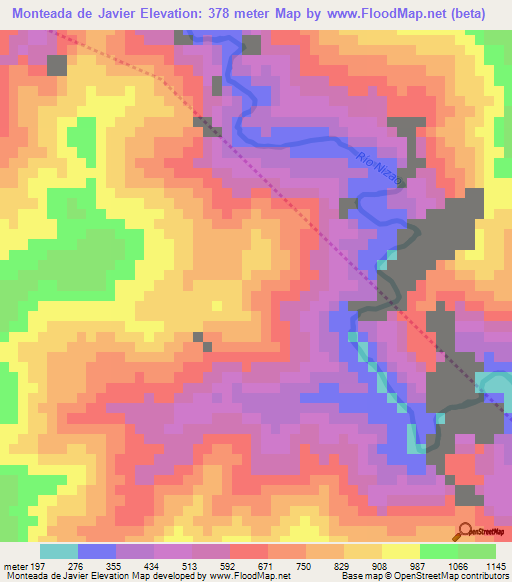 Monteada de Javier,Dominican Republic Elevation Map