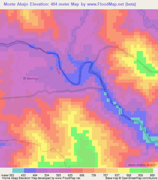 Monte Abajo,Dominican Republic Elevation Map