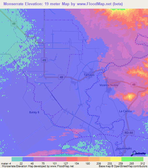 Monserrate,Dominican Republic Elevation Map